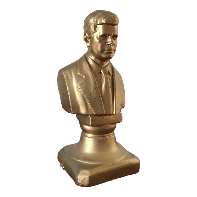 Vintage Gold Plaster Bust of Kennedy (Jfk) For Sale