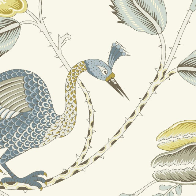 Contemporary Schumacher Campagne Wallpaper in Cadet & Citron , Sample For Sale - Image 3 of 5
