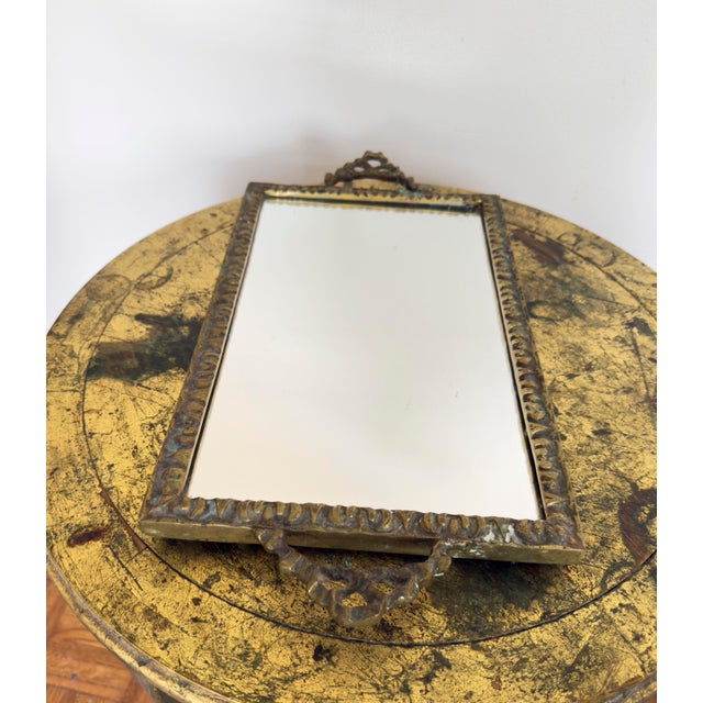 Metal Vintage 1950s Baroque Mirrored Vanity Brass Tray (Denmark) For Sale - Image 7 of 15
