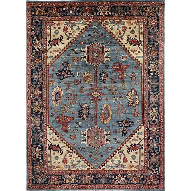 Handwoven Blue/Navy Serapi Style Rug 10'1" X 13'10" For Sale