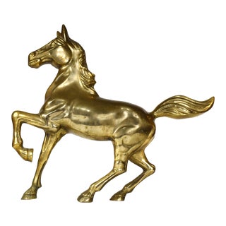 Vintage Large Solid Gold Brass Horse Figurine For Sale