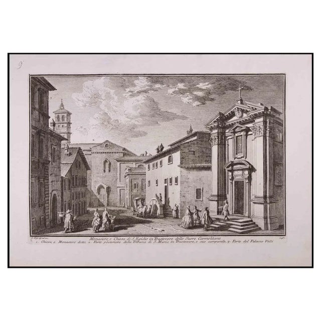 Giuseppe Vasi, Monastero e Chiesa di S. Egidio, Etching, Late 18th-Century For Sale