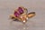 The 197th Avenue: Ruby and Natural Diamond Flare Ring in Yellow Gold For Sale - Image 9 of 11