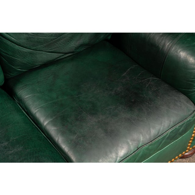 Vintage Leather Rolled-Arm Sofa in Green by Whittemore-Sherrill For Sale - Image 11 of 15