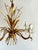 Mid-Century Modern Vintage Gilt Wheat Sheaf Chandelier with White Floral Details, France, 1960s For Sale - Image 3 of 13