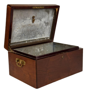 Antique English Benson & Hedges Mahogany Metal Lined Cigar Tobacco Humidor Box