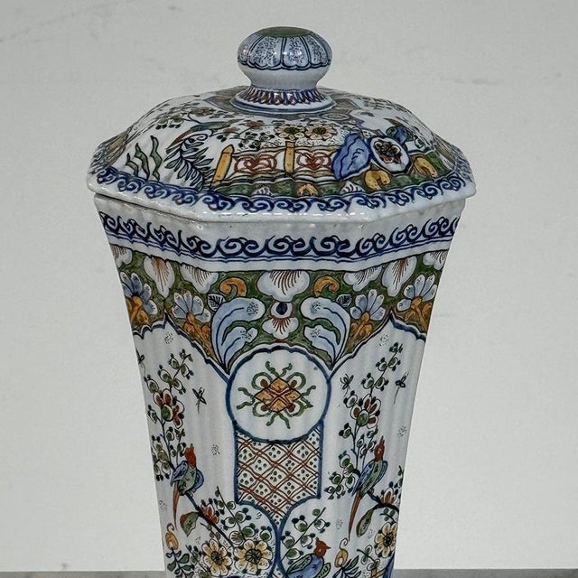 Set of Three Antique Boch Frères Keramis Hand-Painted Lidded Vases For Sale - Image 13 of 18