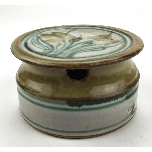 Vintage Hand Thrown Stoneware Salt Cellar Sugar Bowl For Sale - Image 4 of 12