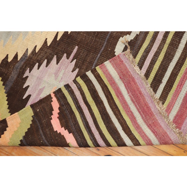 Mid 20th Century Mid 20th Century Dazzling Room Kilim Flat-Weave - 8'4" x 11' For Sale - Image 5 of 6