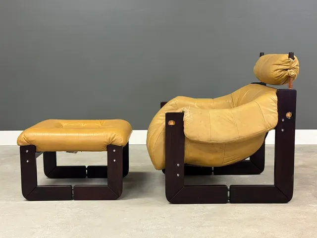 1960s Percival Lafer Leather and Jacaranda Lounge Chair and