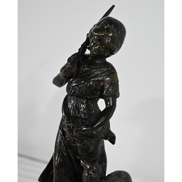 Metal Laurini after L & F. Moreau, Le Berger et la Bergère, Early 1900s, Bronzes, Set of 2 For Sale - Image 7 of 18