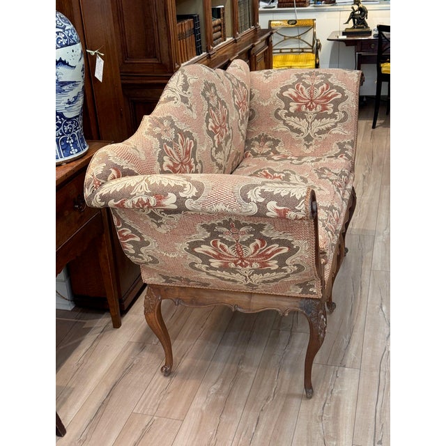 19th Century Italian Walnut Settee With Scrolled Arms For Sale - Image 9 of 17