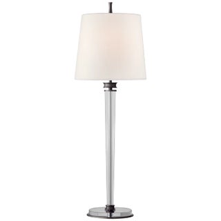 Thomas O'Brien for Visual Comfort Signature Lyra Buffet Lamp in Bronze & Crystal with Linen Shade For Sale