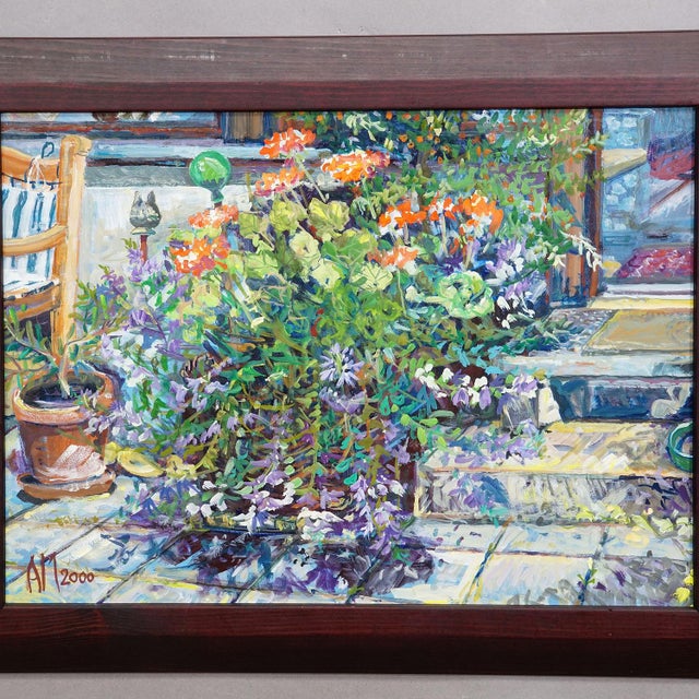 Garden Flower Basket, 2000 – Oil Painting by Alexander Michael In 'Garden Flower Basket', dated 2000, artist Alexander...