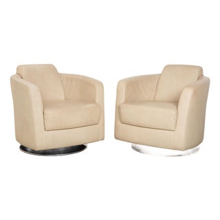 Sam Armchairs in Cream Leather from Ewald Schillig, Set of 2 For Sale
