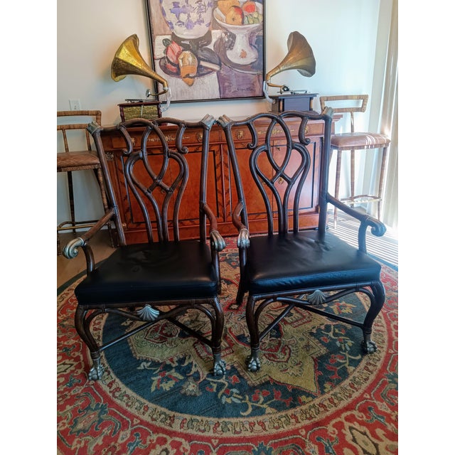 1990s Exceptional Maitland-Smith French Empire Center Dining Table & Stunning Antique Matching Chippendale Armchairs For Sale In Raleigh - Image 6 of 12