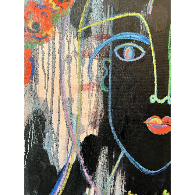 2020s "I Wore Flowers" Abstract Figurative Contemporary Mixed Media Painting For Sale - Image 5 of 9