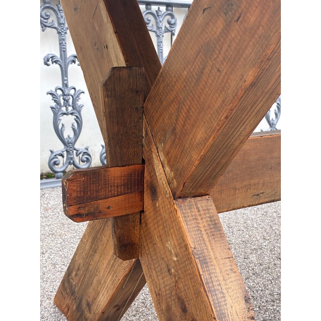 Pine Trestle Base Farmhouse Table For Sale - Image 11 of 18