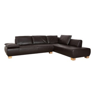 Dark Brown Leather Volare Corner Sofa with Manual Function from Koinor For Sale