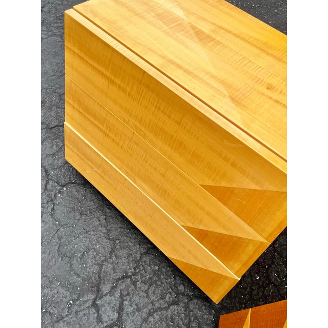 Italian Mid Century Modern Pair of Nightstands With Oblique Tapered Façade | Giorgio Collection Italy For Sale - Image 10 of 12