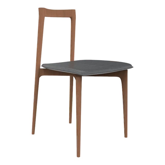 Modern Linea 645 Grey Chair in Leather and Wood by Collector Studio For Sale