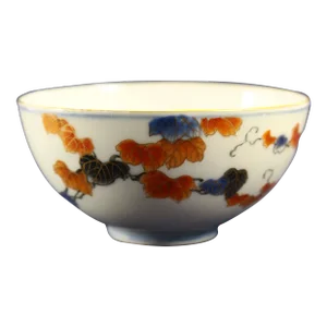 Meiji (1868-1912) Japanese Porcelain Bowl Hand Painted Imari With Autumn Leaves