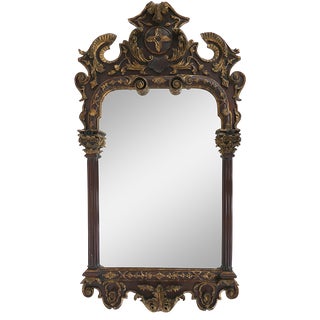 Neoclassical Carved Giltwood Mirror With Corinthian Columns & Acanthus Leaves For Sale