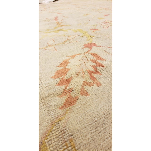Yellow Antique Oushak Carpet, Handmade Oriental Rug, Pale Coral, Soft Pink and Yellow For Sale - Image 8 of 13