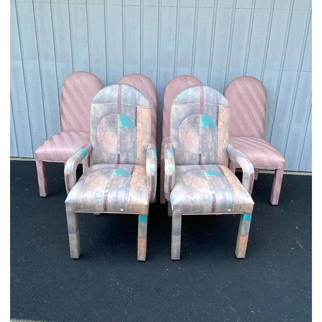 Pink 1980’s Milo Baughman Style Dining Chairs From Design Institute of America - Set of 6 For Sale - Image 8 of 11