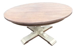 Round Oak Veneer Coffee Table, 1970s