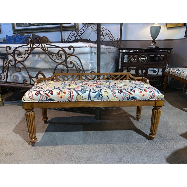 Tommy Bahama Three Islands Estate Bench Upholstered In Crewel Fabric Chairish