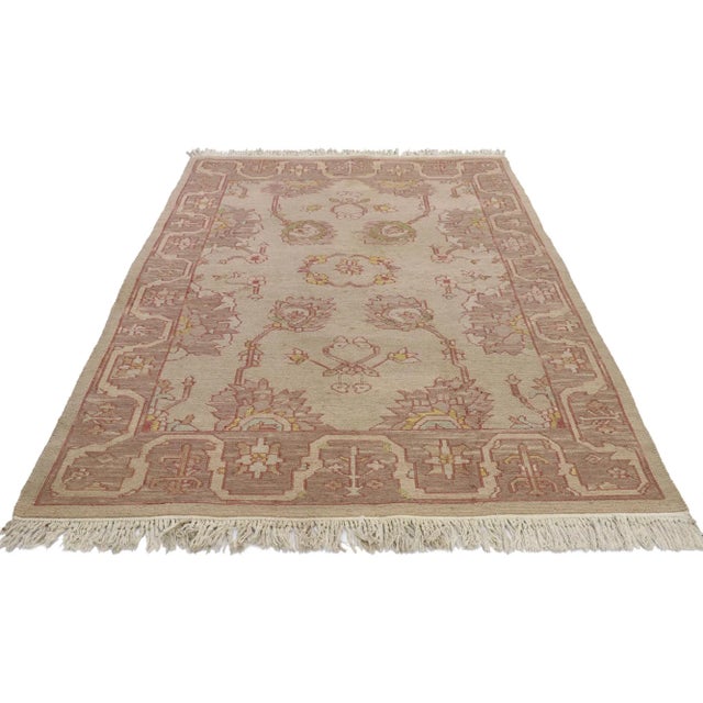 Light Pink Mid 20th Century Vintage Soumak Rug - 03'07 x 05'01 For Sale - Image 8 of 10