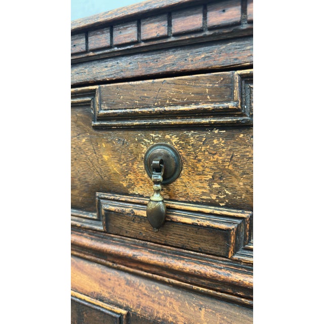 Antique Jacobean Style Carved Oak Dresser Chest of Drawers. For Sale - Image 15 of 15