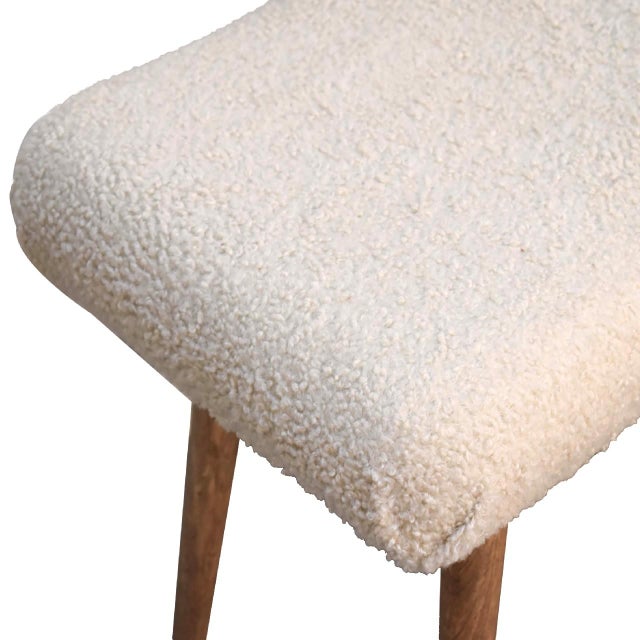 Wood Curved Bouclé Upholstered Bench With Solid Wood Base For Sale - Image 7 of 8