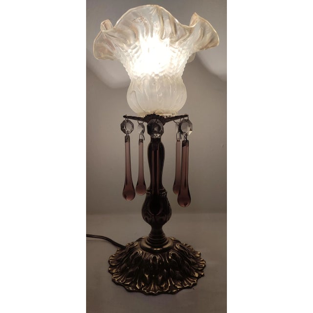Metal Spanish Art Deco Table Lamp in Bronze, 1930s For Sale - Image 7 of 10