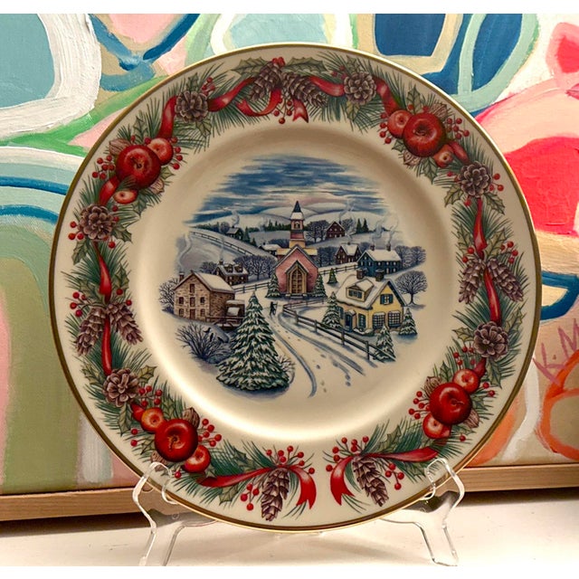 Red Lenox Holiday Village Collector Plate For Sale - Image 8 of 11