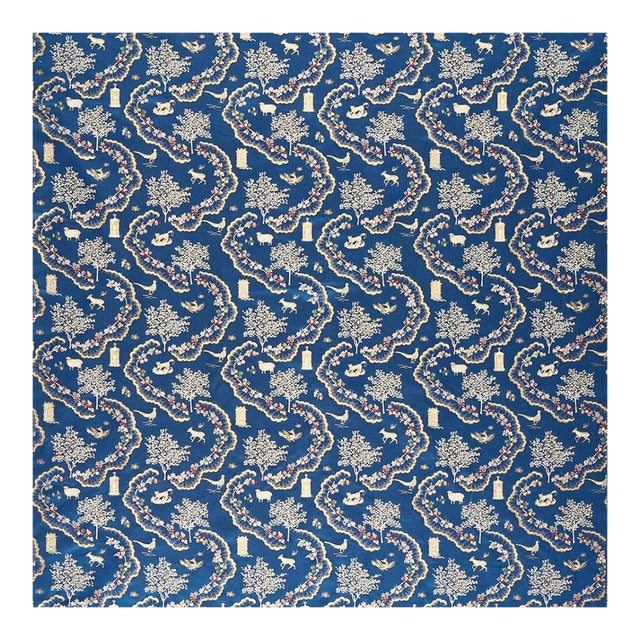 Sanderson Wildflower Meadow Brocade Fabric in Sapphire - a sample For Sale