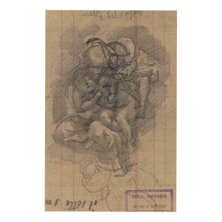 Luigi Galli, Cupids, 19th Century, Pencil on Paper For Sale