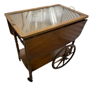 Bar Tea Cart With Glass Tray
