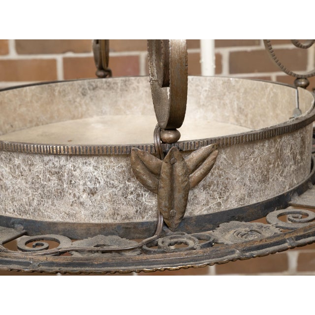 Art Deco 1920s French Art Deco Iron Chandelier Eight Light Chandelier with Scrolling Arms For Sale - Image 3 of 12