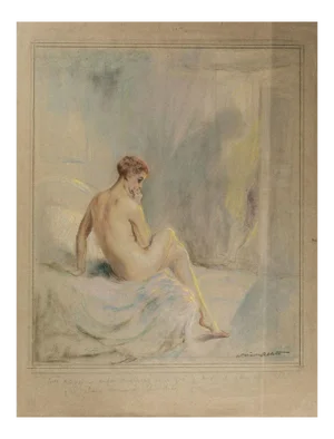 Finally You Will Believe That\. - Original Pastel Drawing by W. Hablett Early 20th Century