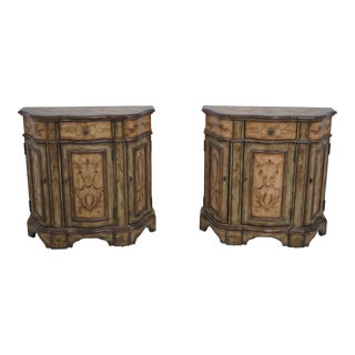 Pair Venetian Style Paint Finish Commode Cabinets For Sale