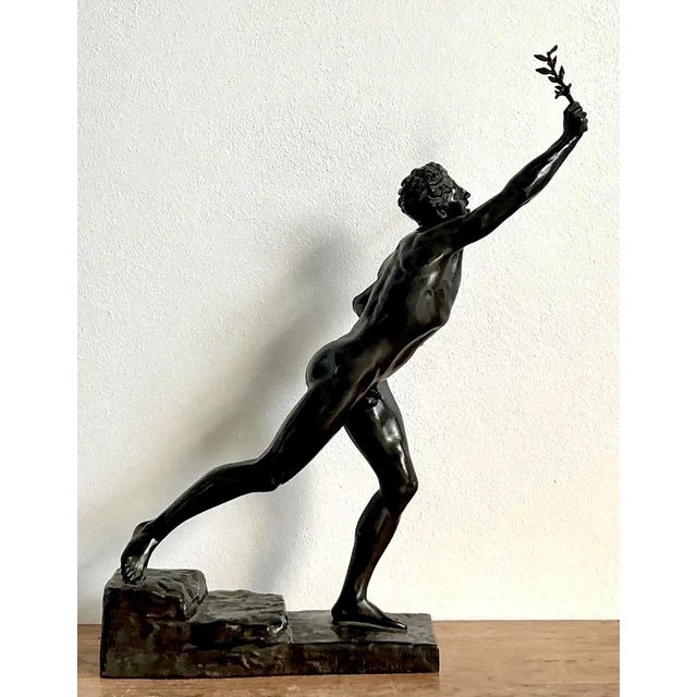 Vintage Max Kruse “Messenger of Victory” Bronze Sculpture of Man For Sale - Image 9 of 12