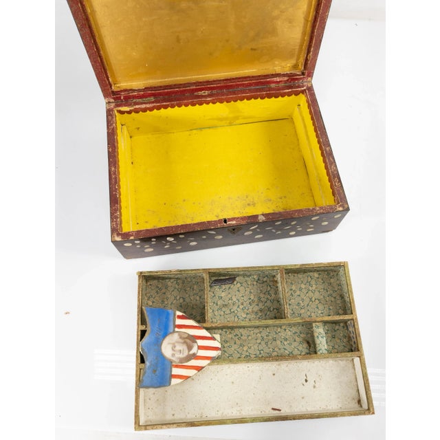 Brown Antique Americana Folk Art Rosewood Writing Box For Sale - Image 8 of 11