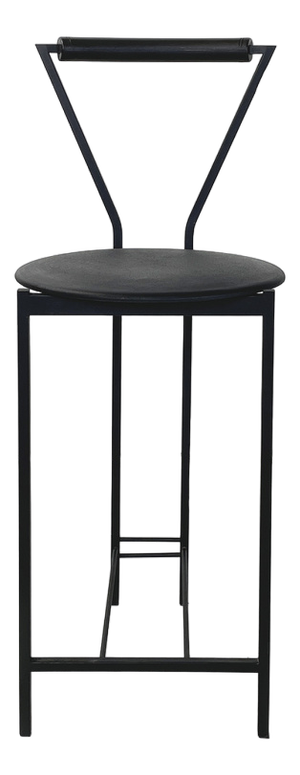 Italian Modern High Stool in Black Metal and Rubber, 1980s