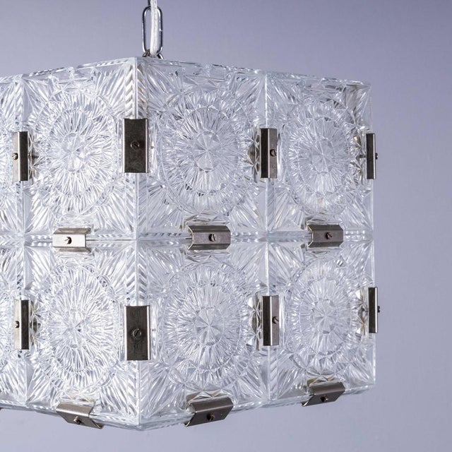 Cast Glass Cube Pendant Lamp, 1960s For Sale - Image 4 of 10