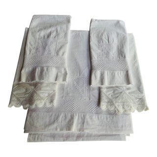 Exquisite 1930s American Art Deco Monogrammed Bed Linen Collection From Hudson Valley Estate For Sale