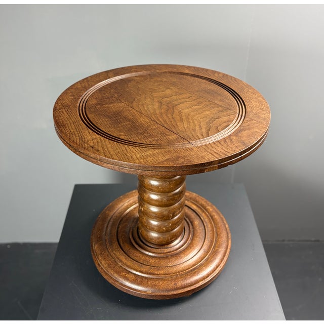 Chunky Low Turned Wood Brutalist Side Table in the style of Charles Dudouyt, 1950s For Sale - Image 9 of 17