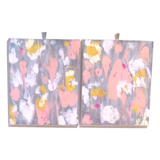 Abstract Art Paintings In Lucite Frames - A Pair For Sale