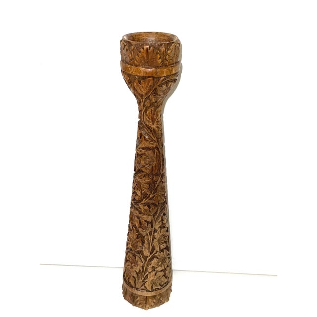 Hand Carved Antique Wood Candle Holder For Sale - Image 10 of 10